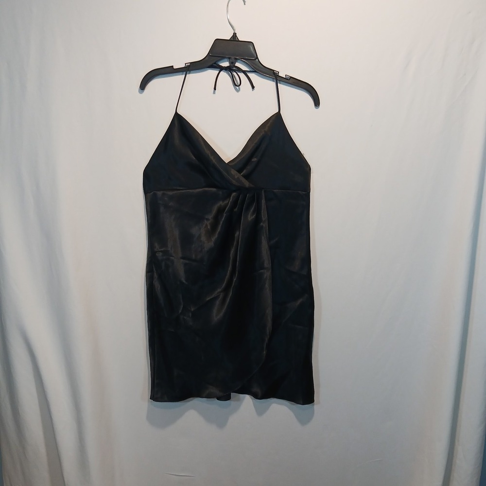 VTG Josie Black Slip Dress RARE Y2K 90S satin goth whimsygoth sz L wrap skirt